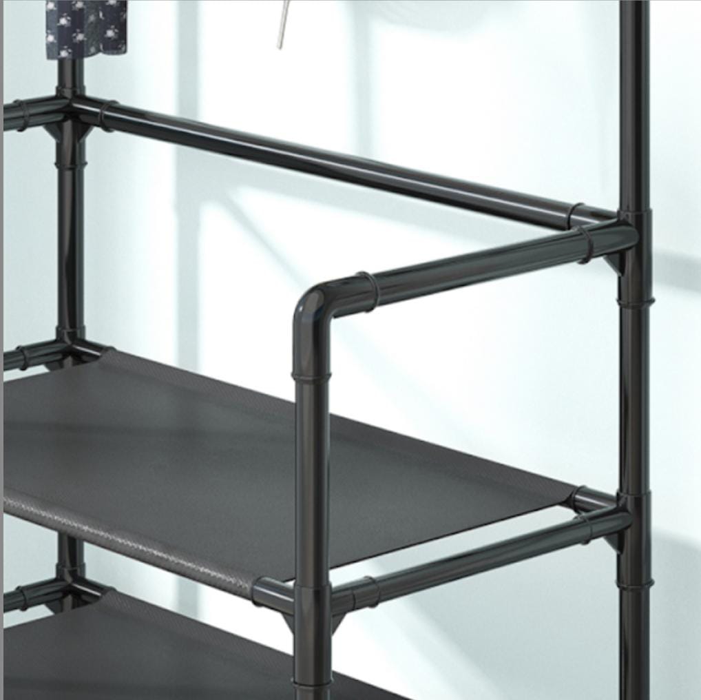 Cuier haine cu suport pantofi, 4 rafturi