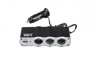 Set 2x Priza auto cu USB, 3 iesiri tip bricheta