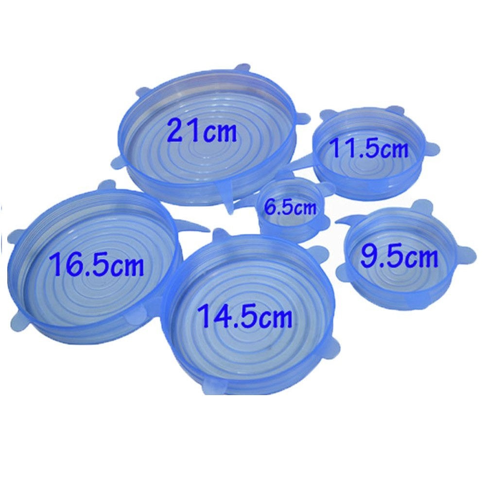 Set 6 capace elastice silicon pentru acoperirea oalelor și castroanelor