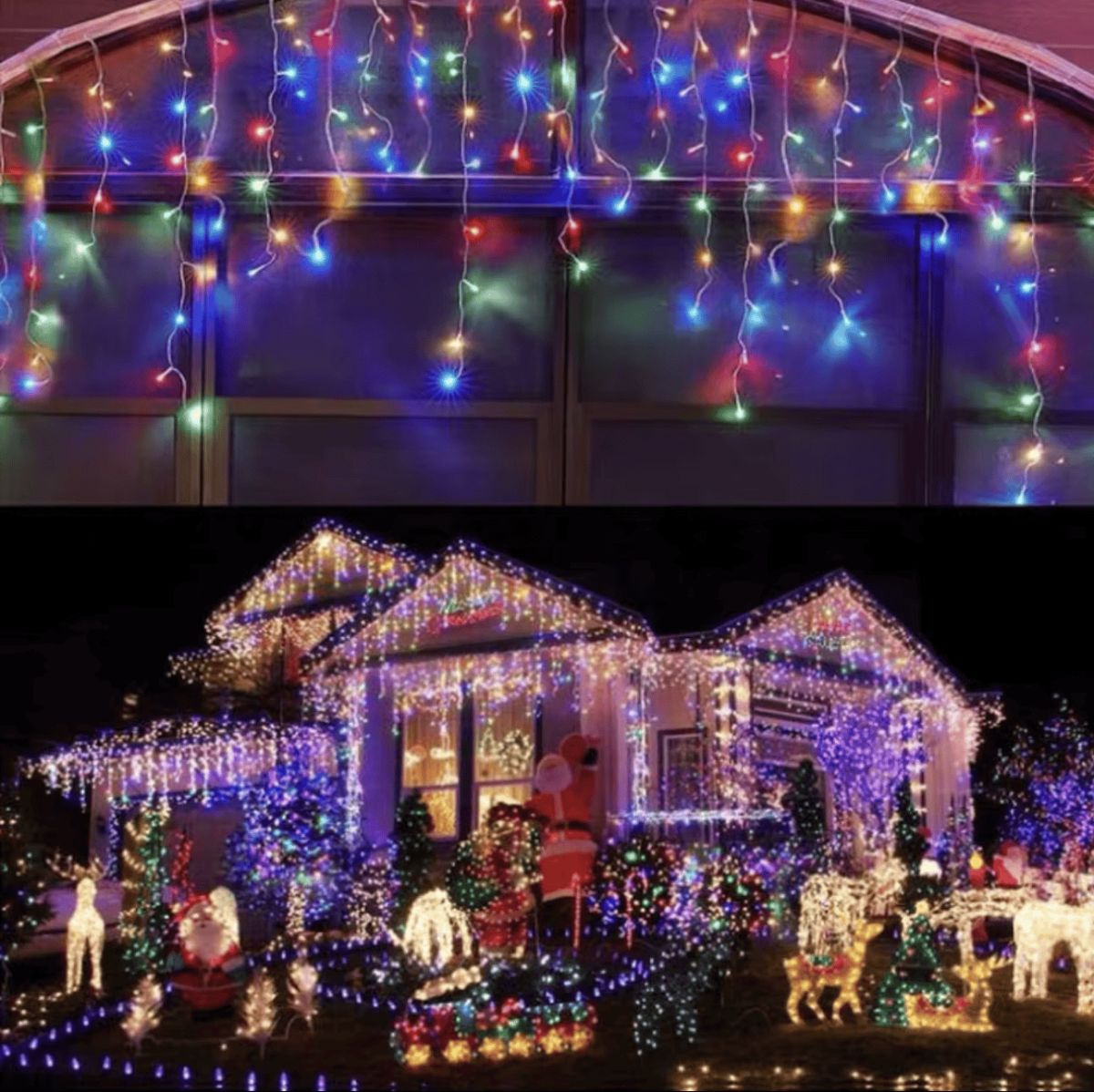 Instalație Franjuri 25 m, 640 LED, Multicolore, exterior, efecte dinamice