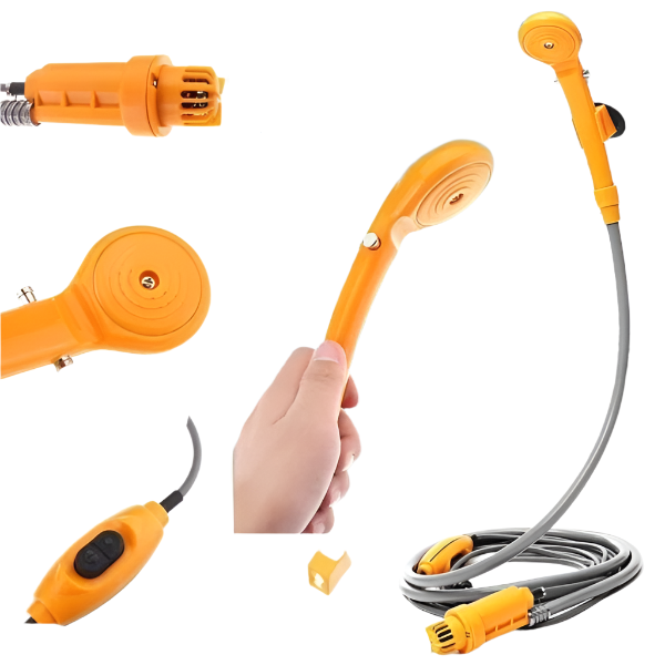 Set dus auto portabil pentru camping, 12 V, cablu 5M