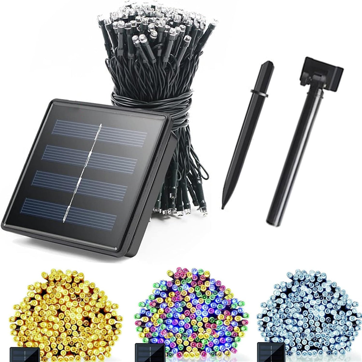 Instalatie solara cu telecomanda, 600 led, 60 m, diverse culori