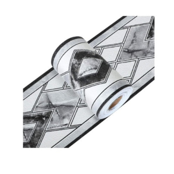 Set 2x Autocolant decorativ 10 cm x 500 cm - romb gri,alb si negru