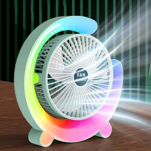 Mini ventilator de birou rotund cu LED RGB