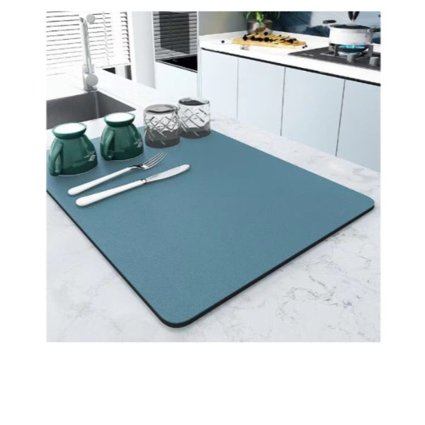 Suport de vase metalic, cu doua niveluri si suport tacamuri + CADOU Covoras de bucatarie cu uscare rapida