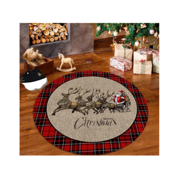 Covor rotund carouri Merry Christmas 100x100 cm