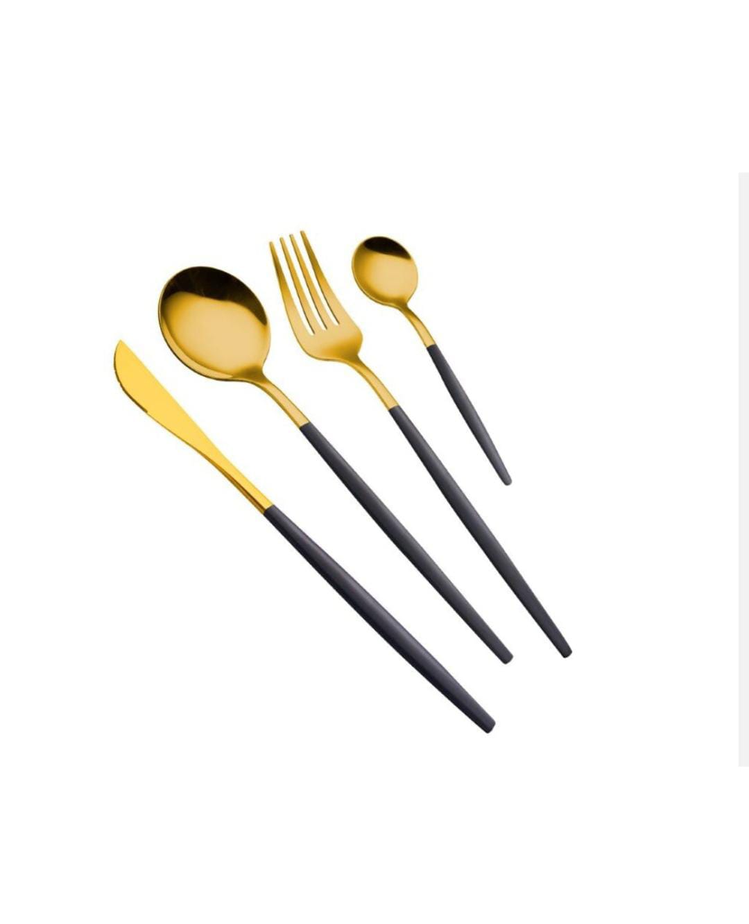 Set de tacamuri portugheze 24 de piese, auriu si negru mat