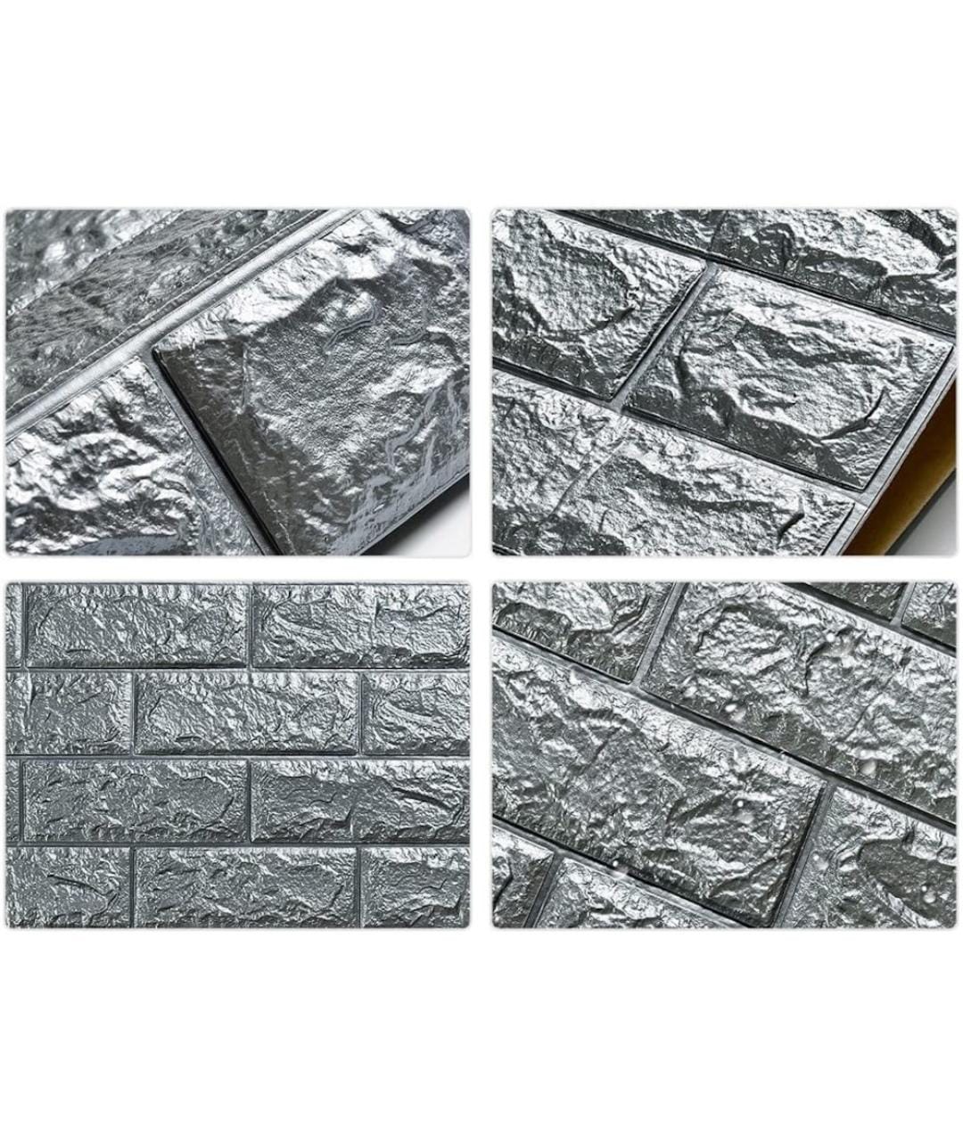 Set 5 x Tapet adeziv gri, 77 x 70 cm, spuma moale 3D