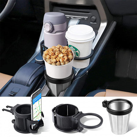 Suport auto multifunctional pentru pahare si telefon, extensibil, rotativ
