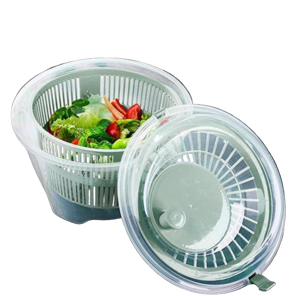 Bol din plastic cu centrifuga pentru uscat salata, 4.4L