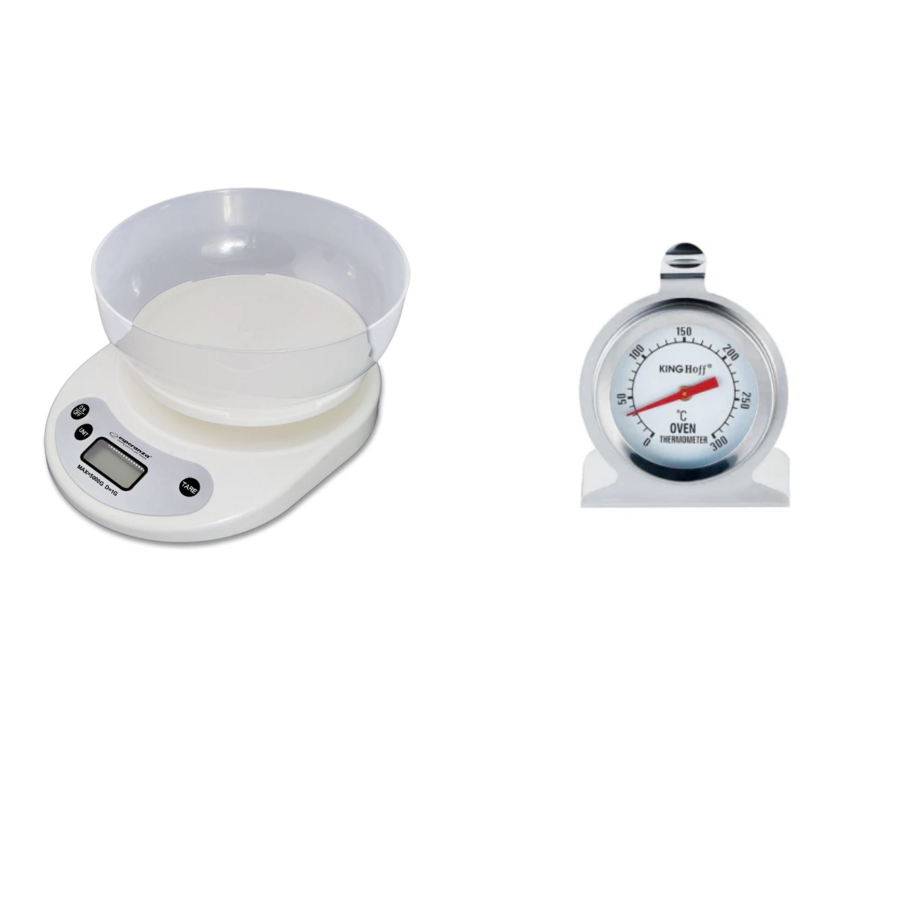 Cantar de bucatarie cu bol, max. 5kg + Termometru pentru cuptor material inox