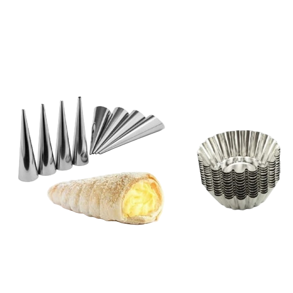 Set 8 forme conice pentru rulouri + 10 cosulete pentru savarine