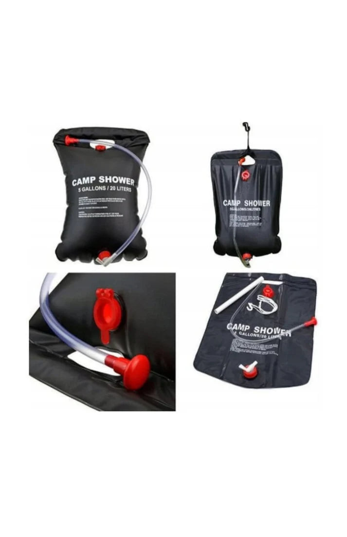1+1 Dus solar pentru camping, 20l, negru, 39x60cm