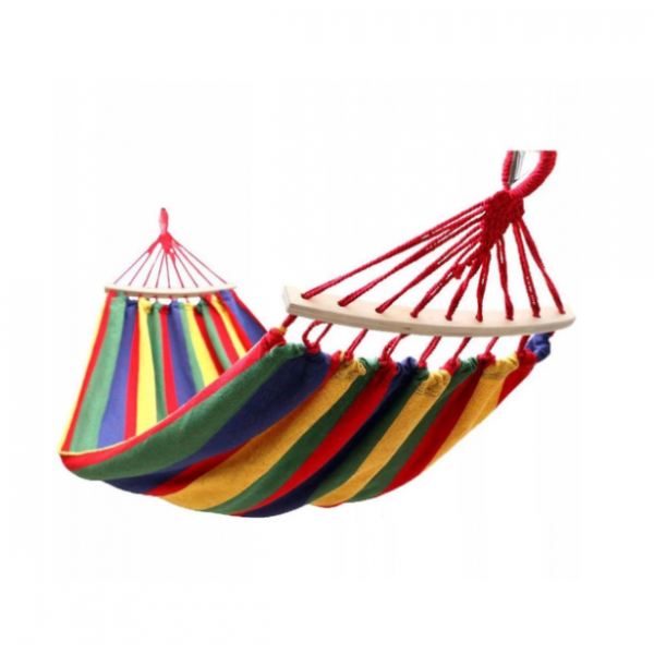 Set 2x hamac colorat cu bare din lemn, 200x80 cm