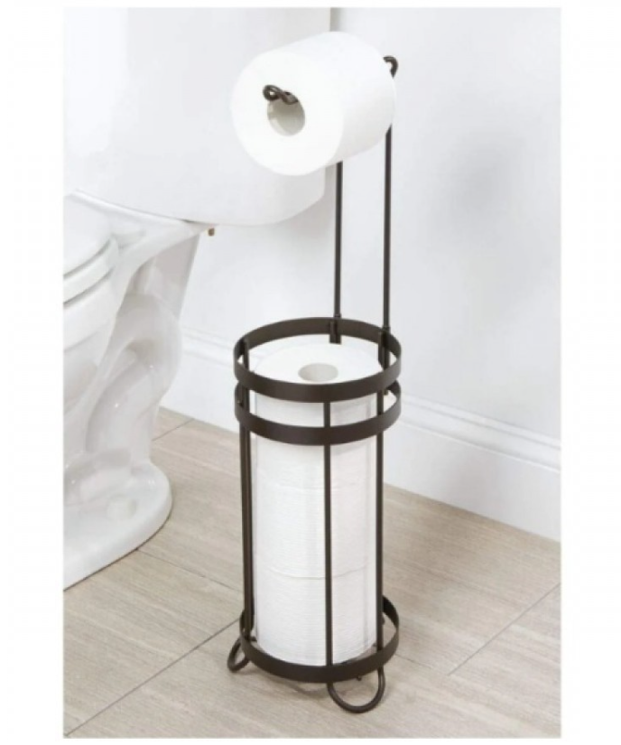 1+1 CADOU - Suport pentru hartie igienica si rezerve, otel, negru mat