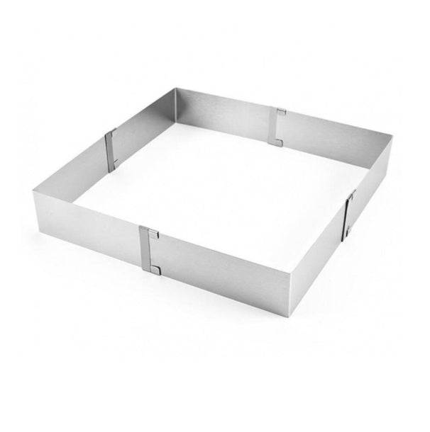 Inel patrat reglabil tort 15-28 cm + Sita faina/zahar, Inox