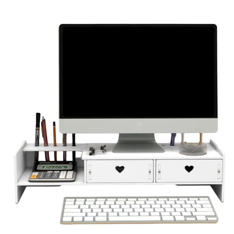 Suport multifunctional pentru monitor sau laptop, cu 2 sertare