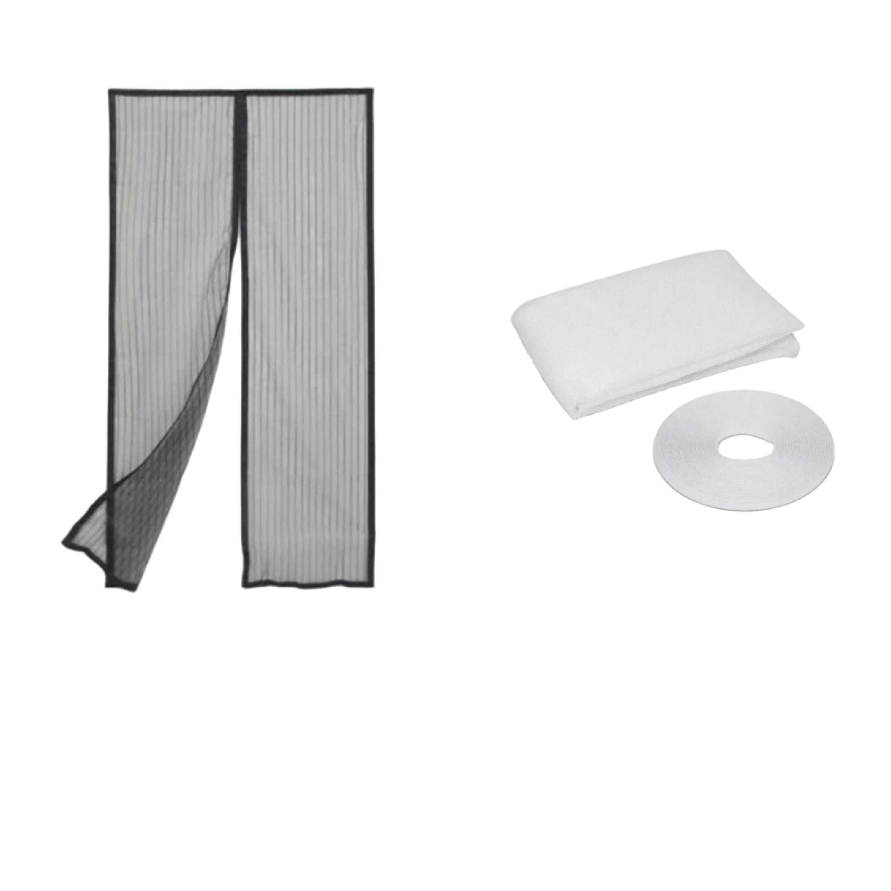Perdea magnetica anti-insecte, dimensiunea 210x100 cm + Plasa de geam impotriva insectelor, dimensiuni 150x180cm ALB