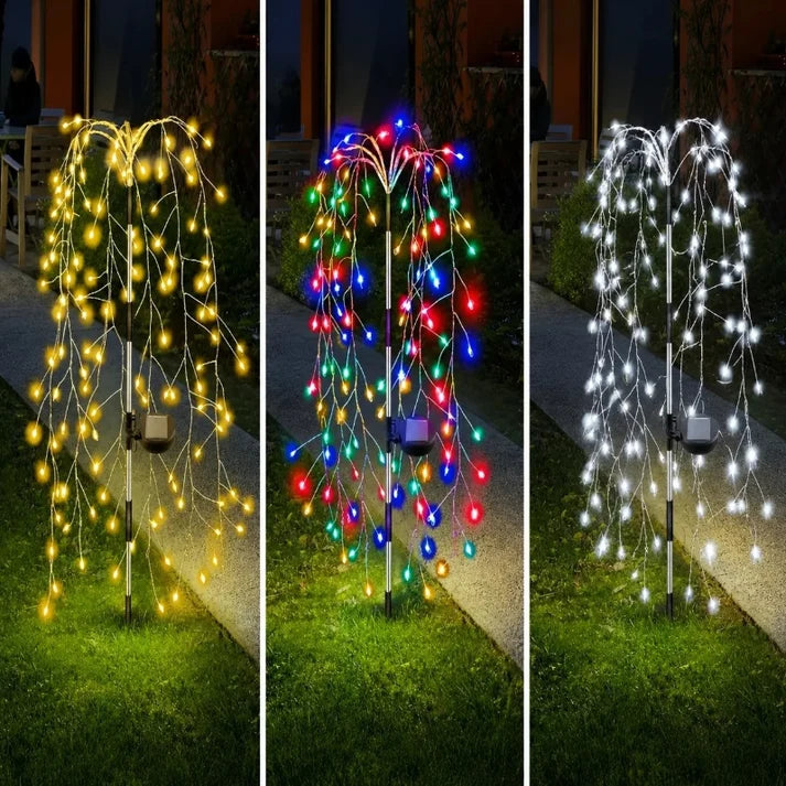 Set 2 lampi solare decorative tip salcie 120 LED-uri lumina Calda Rece Multicolor pentru curte gradina