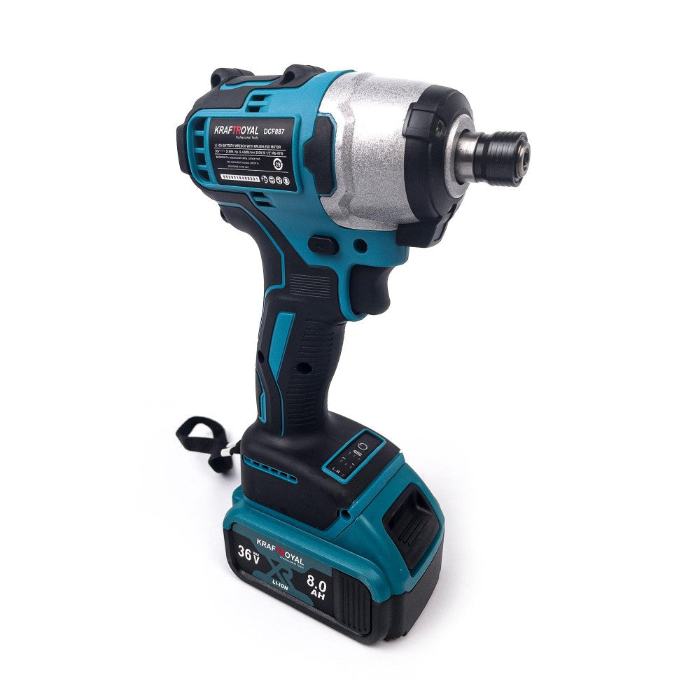 Set masina de gaurit si infiletat si masina de insurubat cu impact KrafTRoyal 2 acumulatori 36V 8AH