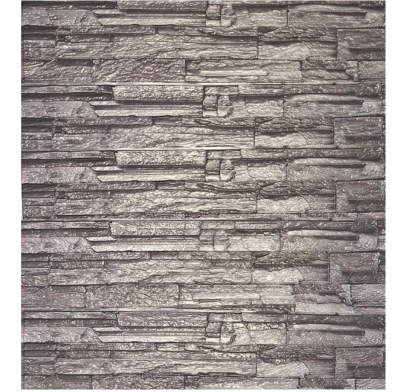 Set 5 Bucati tapet autoadeziv 3D 30X60 cm model piatra bej-gri