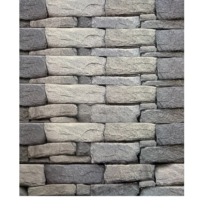 Set 5 Bucati tapet autoadeziv 3D 30X60 cm model piatra gri-inchis/gri-deschis