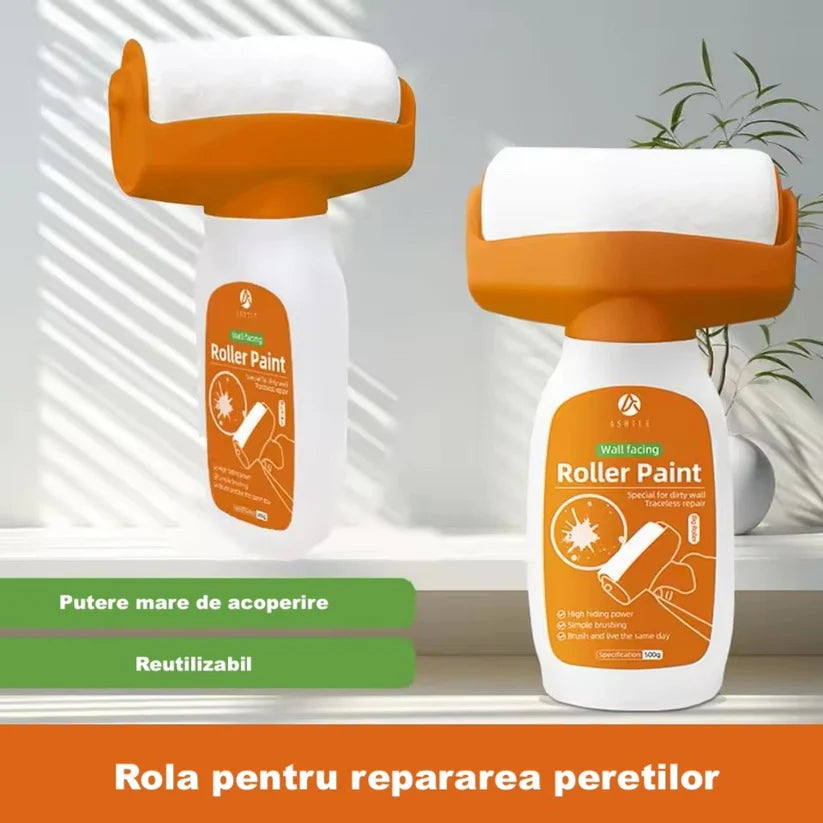OFERTA 1+1 Trafalete cu rezervor, cu vopsea lavabila alba inclusa, rola cu vopsea pentru reparatii