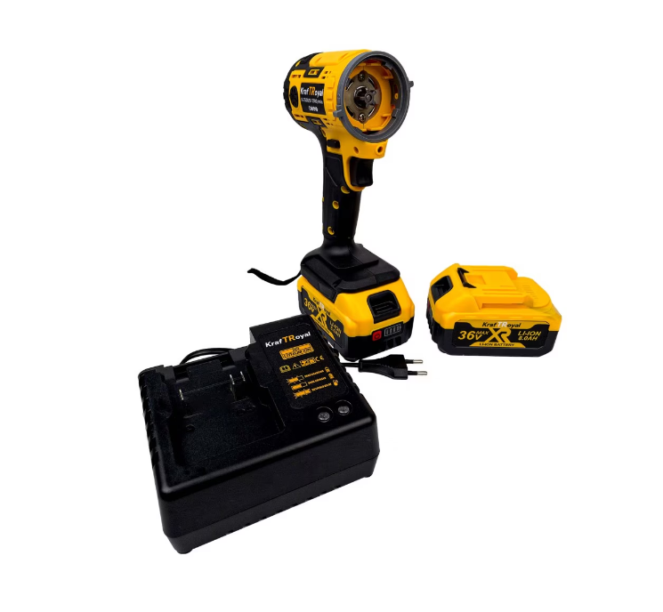 Trusa KrafTRoyal 5 in 1, 36V, 8Ah, 2 Acumulatori, Autofiletanta, Impact, Flex, Rotopercutor, Pistol De Spalat