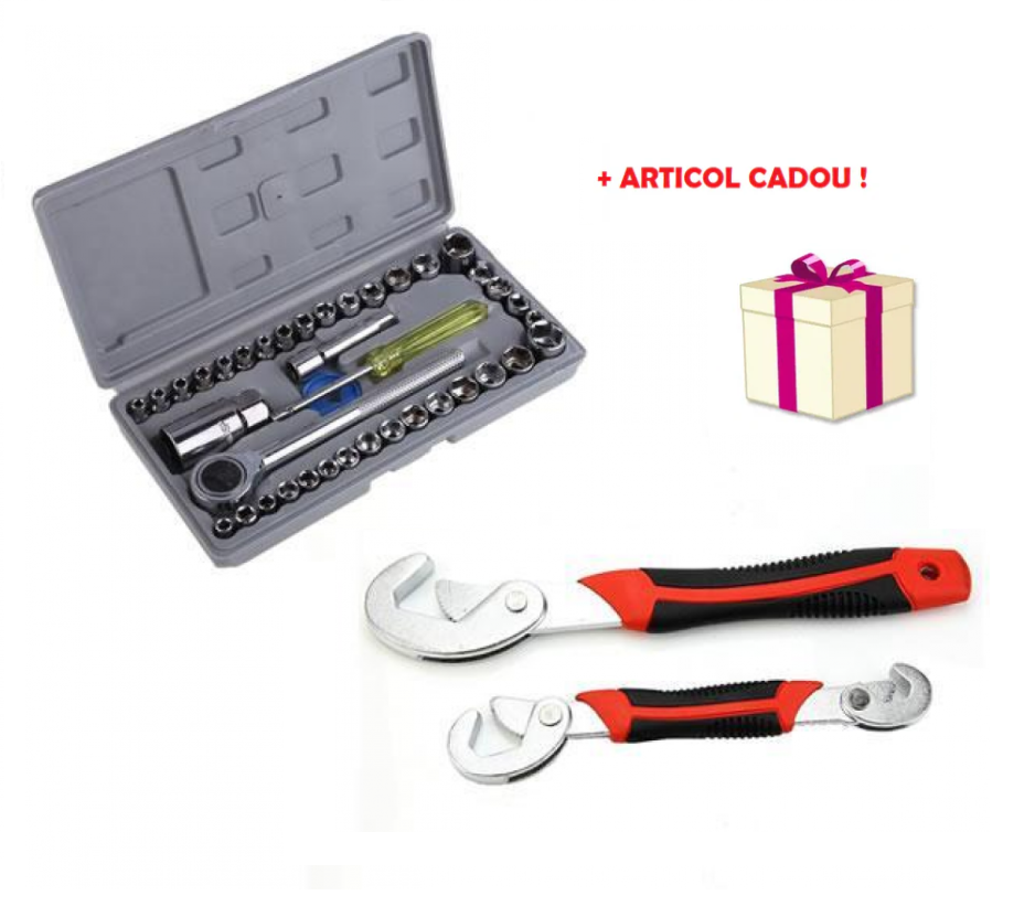 Trusa cu 40 chei tubulare + Set doua chei universale + ARTICOL CADOU!