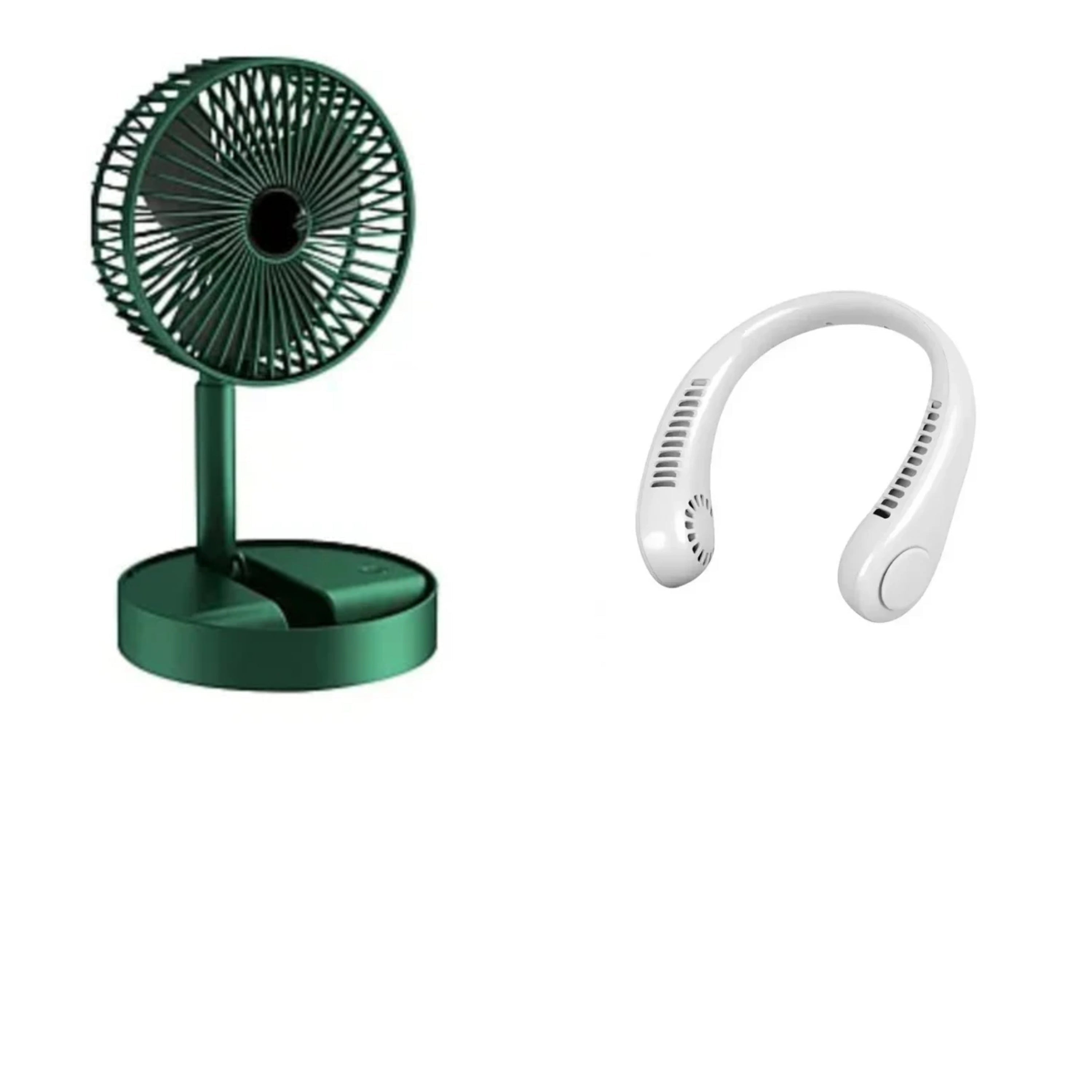 Ventilator portabil de masa cu incarcare prin USB + Ventilator de gat portabil