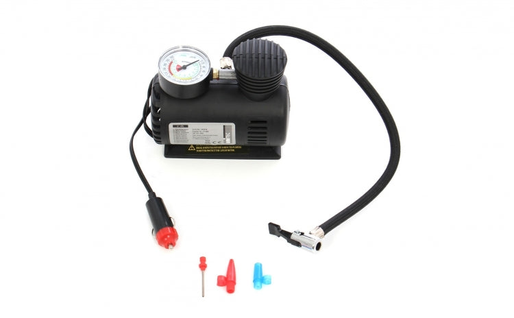 Compresor auto cu manometru, unitec,  12v, negru, 19.5 x 10.5 x 15 cm