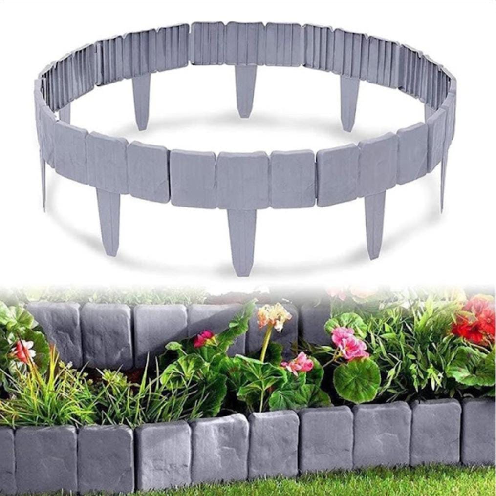 Set 20x Bordura din plastic cu aspect de piatra