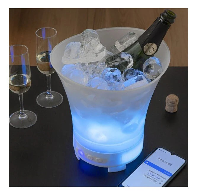 Frapiera cu lumina LED si difuzor Bluetooth, 7 culori, reincarcabila USB, capacitate 5L