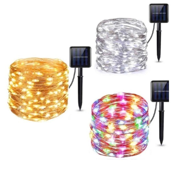 Instalatie solara fir cupru cu 300 led, 30 m, diverse culori