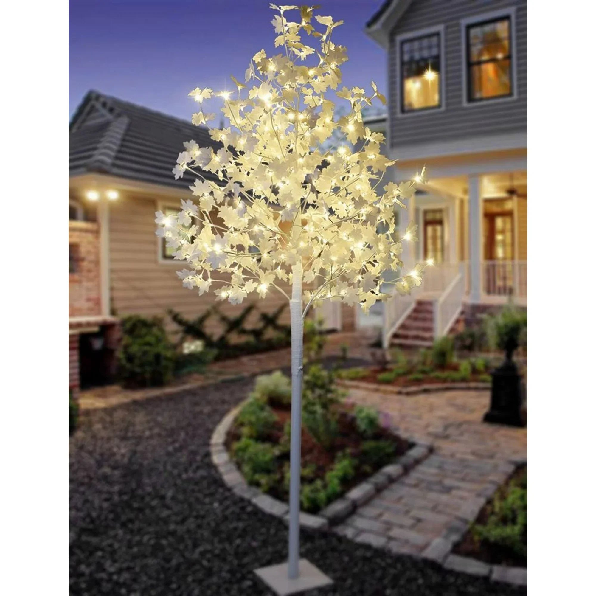 Copac decorativ, alb, iluminat 128 led, 170 cm