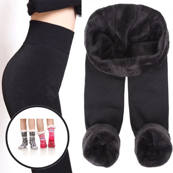 Colanti imblaniti marime universala + Ciorapi cu interior imblanit model winter season