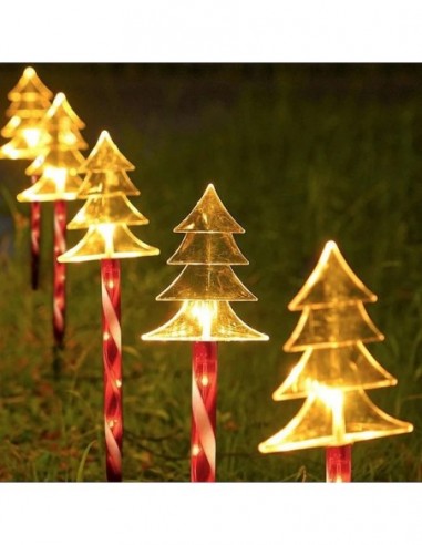 Set 5 decoratiuni luminoase solare pentru Craciun, model Acadele Bradut, 40 cm