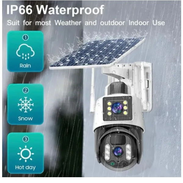 Camera supraveghere 4G V380, panou solar,  alarma, rotire, slot card, senzor miscare