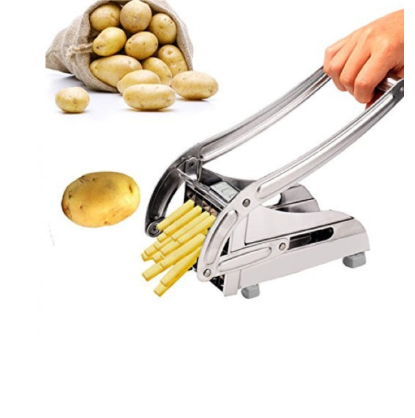 Set pentru cartofi prajiti: Friteuza teflonata cu capac si cos + Feliator cartofi din inox