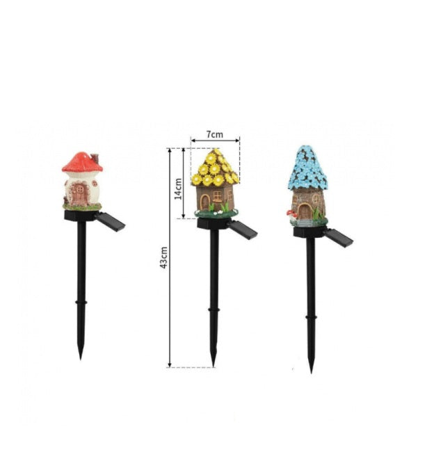 Set 2 lampi solare decorative pentru gradina, model casuta zane