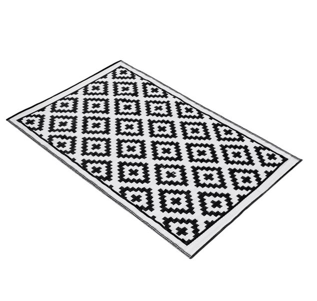 Covoras cu Doua Fete Negru Alb pentru Spatii Exterioare 180x120cm