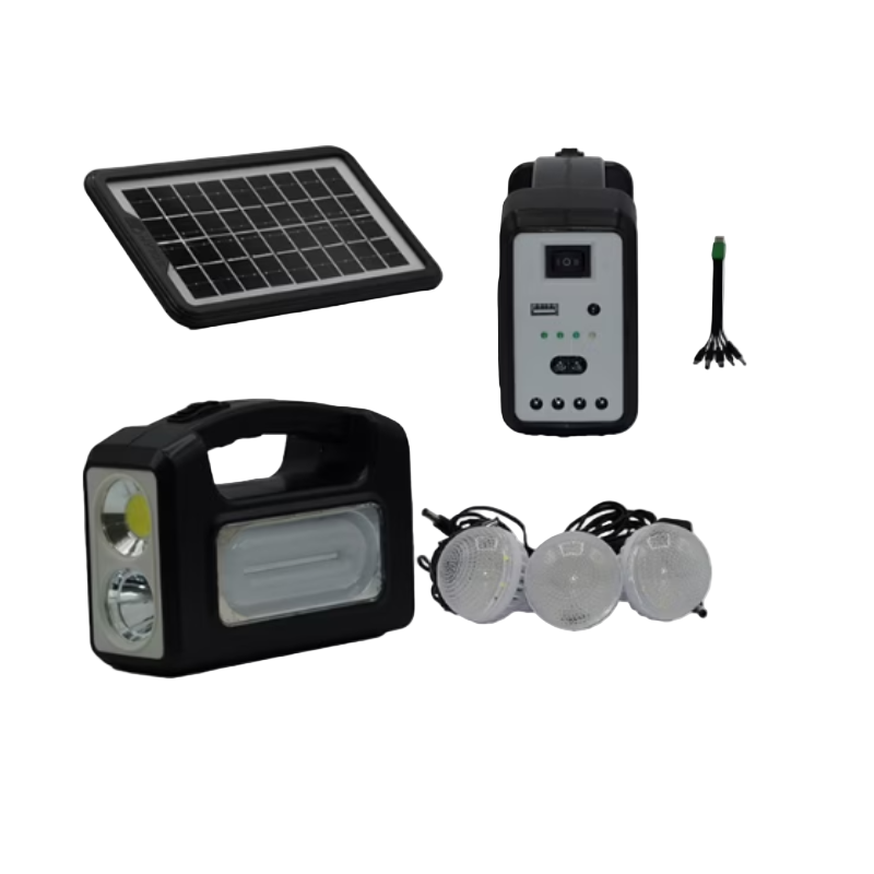 Kit solar GD-7COB cu lampa multifunctionala, 3 becuri