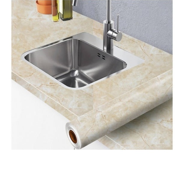 Set 2x Folie autoadeziva imitatie marmura crem 60 x 200 cm