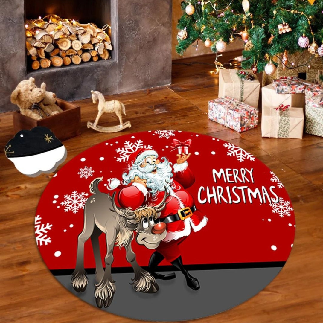 Covor rotund Merry Christmas 100x100 cm