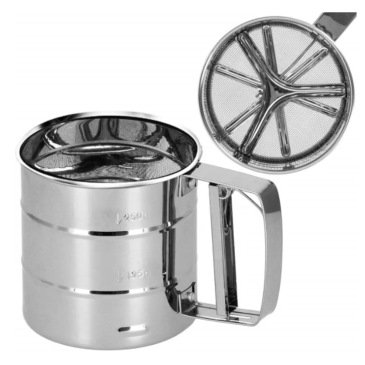 Sita faina/zahar, Inox, Capacitate 375 g, Argintiu