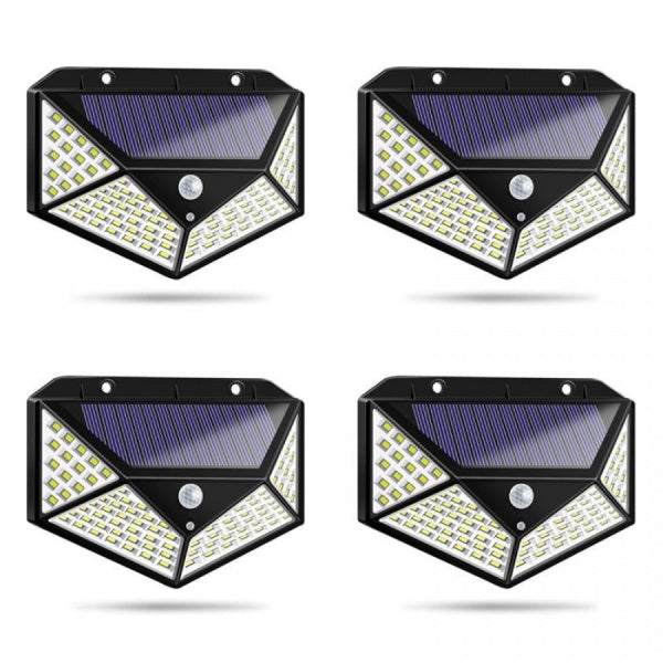 Set 4 lampi 100 LED, 3 moduri de functionare, incarcare solara si senzor de miscare