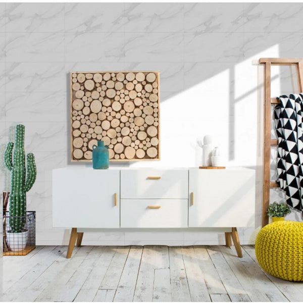 Set 5 X Placi Autoadezive Pentru Perete Tip Marmura Alba 60x60 cm