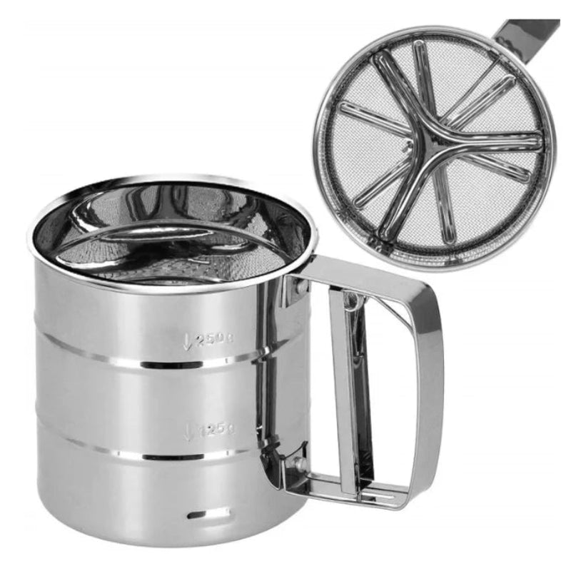 Set 2 x sita faina/zahar, inox, capacitate 375 g, argintiu